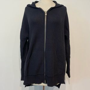 UNIF x Urban Outfitters Black Waffle Hi-Lo Hoodie